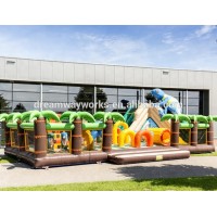 Jungle inflatable playground, dinosaur inflatable play ground for kids